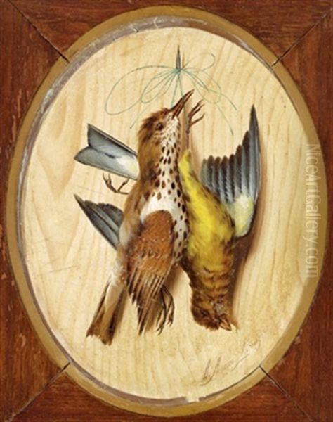 Zwei Stilleben Mit Singvogel Oil Painting by Michelangelo Meucci