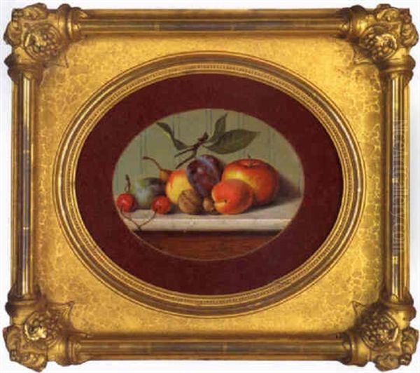 Fruchtesstilleben Mit Apfeln, Pflaumen, Pfirsichen Und Nussen Oil Painting by Michelangelo Meucci