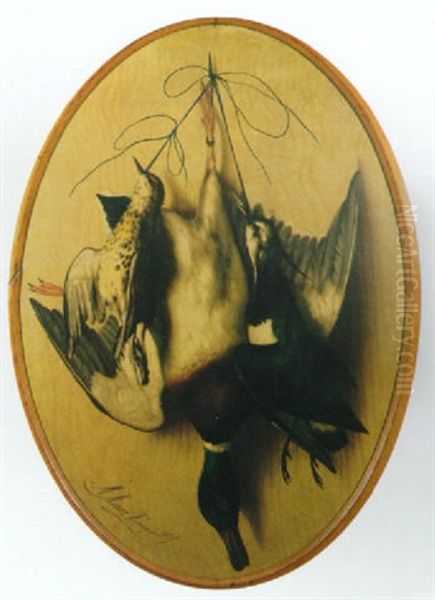 Game Birds Hanging Oil Painting by Michelangelo Meucci