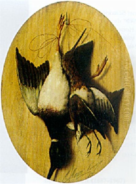 Hanging Gamebirds Oil Painting by Michelangelo Meucci