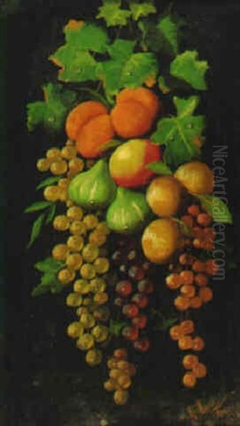 Still Life Of Hanging Fruit Oil Painting by Michelangelo Meucci