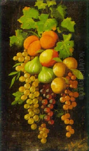 Still Life Of Hanging Fruit Oil Painting by Michelangelo Meucci