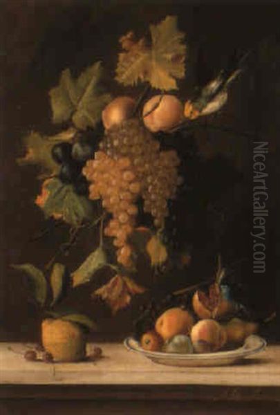 A Still Life With Fruit Oil Painting by Michelangelo Meucci