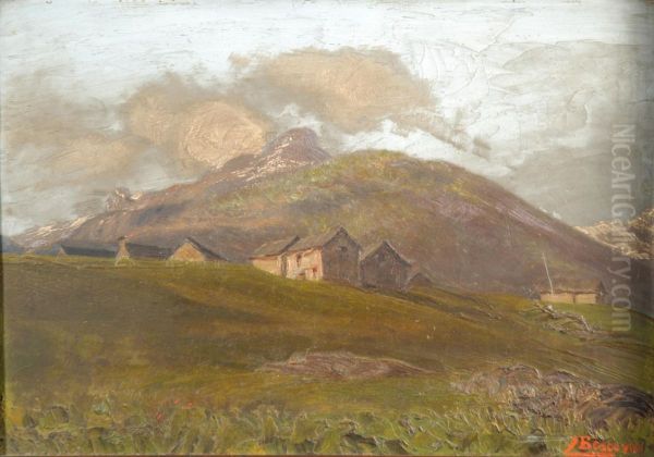 Scorcio Di Montagne Con Cascina Oil Painting by Camillo Besana