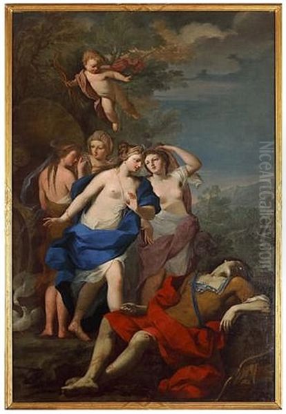 Venus And Adonis Oil Painting by Vincenzo Meucci