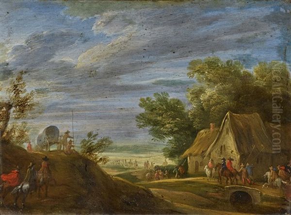 Scene Of Soldiers Oil Painting by Adam Frans van der Meulen