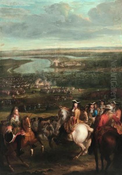 La Passage Du Rhin Devant Le Village De Lobith Le 16 Juin 1672 Oil Painting by Adam Frans van der Meulen