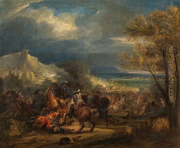 A Cavalry Fight by Adam Frans van der Meulen