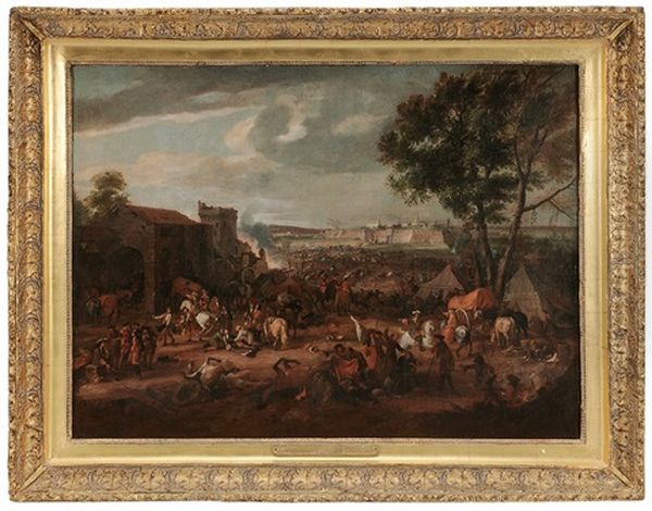 Louis Xiv At A Seige, Possibly Of Tournai In 1667 Or Another Fortification Oil Painting by Adam Frans van der Meulen