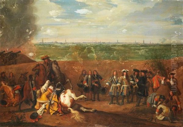 Louis Xiv Au Siege De Douai Oil Painting by Adam Frans van der Meulen