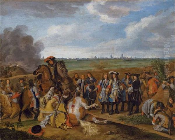 Louis Xiv Devant Le Siege De Douai Oil Painting by Adam Frans van der Meulen