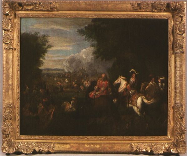 Louis Xiv Devant Le Champ De Bataille Oil Painting by Adam Frans van der Meulen