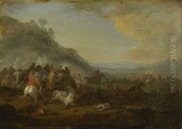 Reiterschlacht Oil Painting by Adam Frans van der Meulen