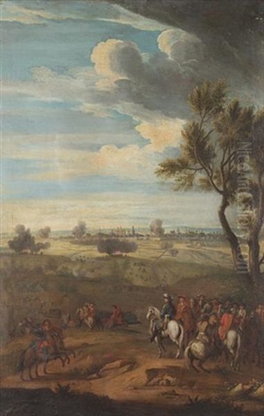 Louis Xiv Outside The City Of Maastricht Oil Painting by Adam Frans van der Meulen