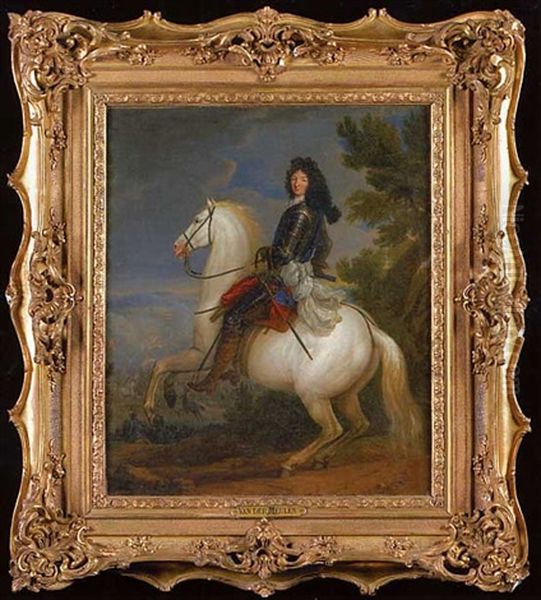 Portrait Equestre De Louis Xiv Oil Painting by Adam Frans van der Meulen