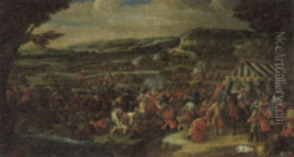 Battle Of Vienna Oil Painting by Adam Frans van der Meulen