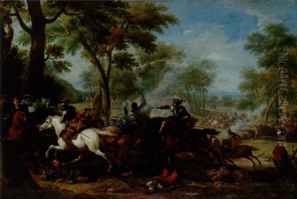 Bataljscen Oil Painting by Adam Frans van der Meulen