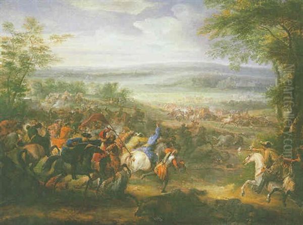 La Charge De Cavalerie Oil Painting by Adam Frans van der Meulen