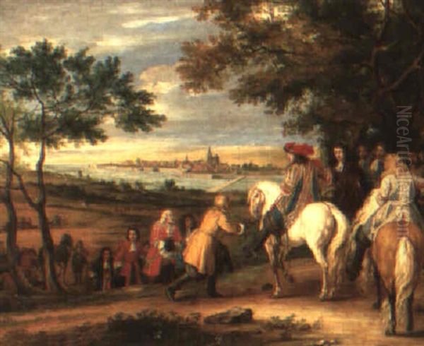 Louis Xiv Receiving The Keys Of Marsal, Lorraine Oil Painting by Adam Frans van der Meulen