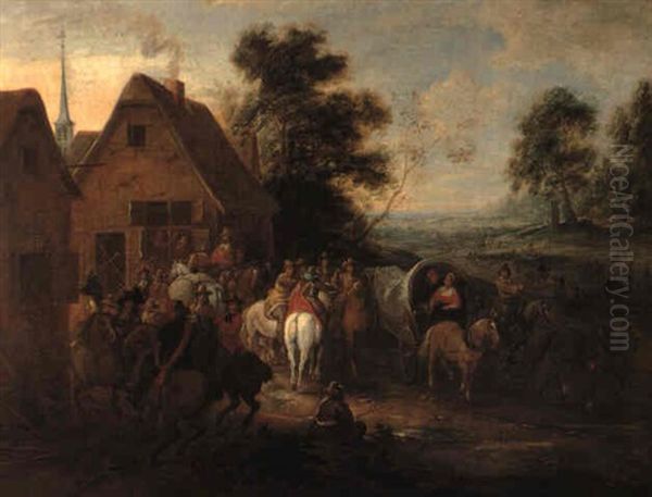 Afueras De La Posada Oil Painting by Adam Frans van der Meulen