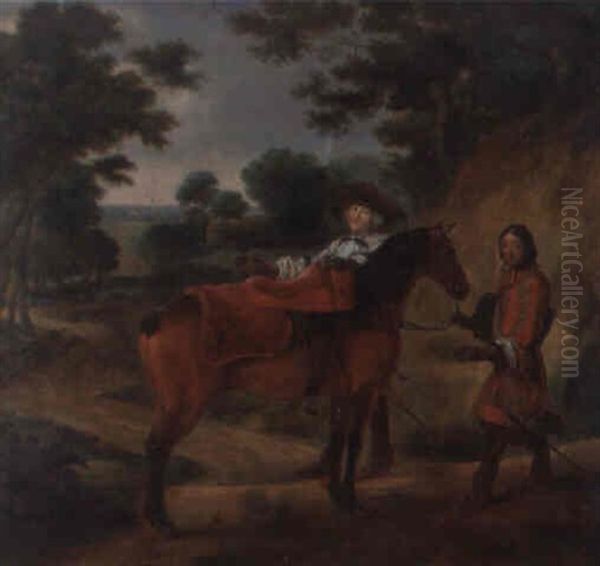 Cavalier Et Son Valet Oil Painting by Adam Frans van der Meulen