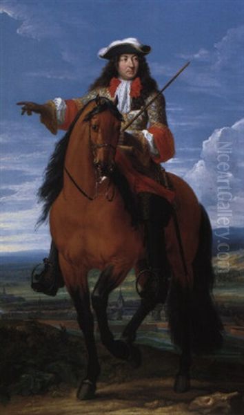 Portrait Equestre De Louis Xiv Oil Painting by Adam Frans van der Meulen