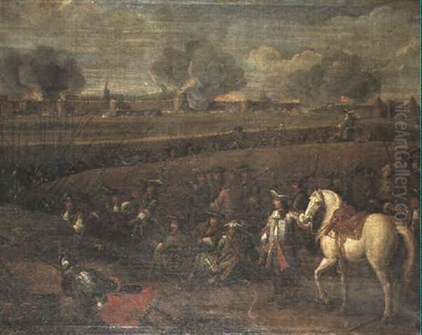 Louis Xiv Dans La Tranchee Au Siege De Tournai Oil Painting by Adam Frans van der Meulen