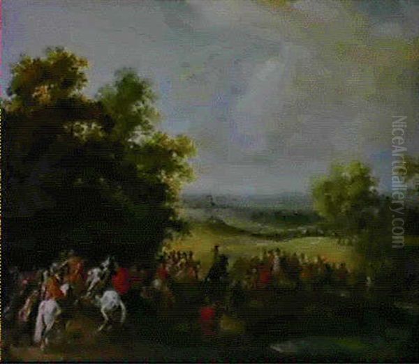 Troupe De Cavalerie Dans Un Paysage Oil Painting by Adam Frans van der Meulen