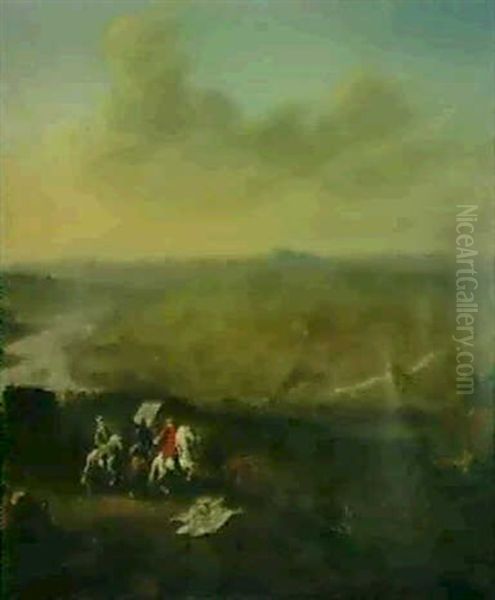 Louis Xiv Und Sein Feldherr Vor Einem Schlachtfeld Oil Painting by Adam Frans van der Meulen