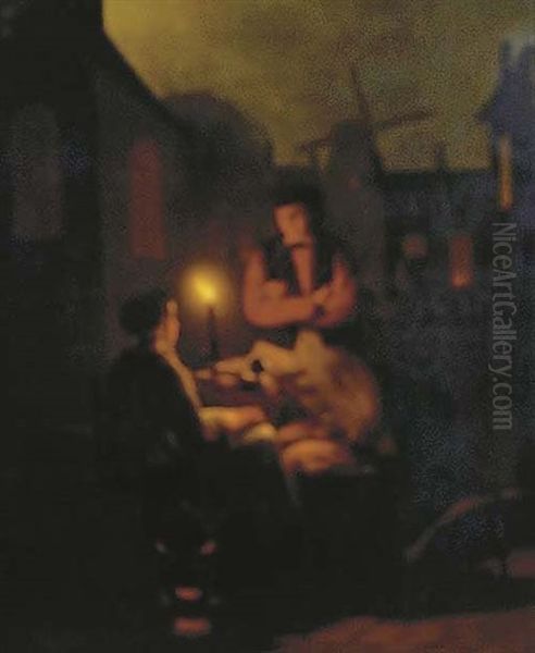 The Night Market Oil Painting by Andreas Franciscus ver Meulen