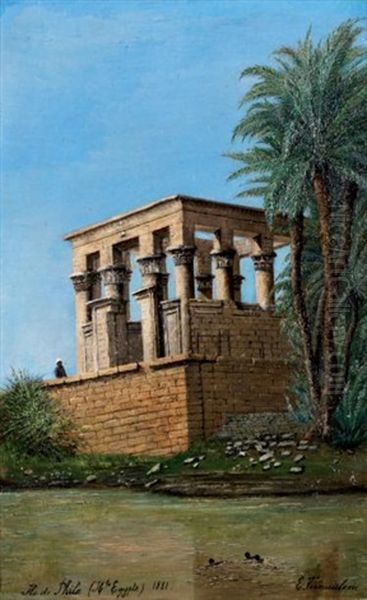 Ile De Philae Haute Egypte Oil Painting by Ernest ver Meulen