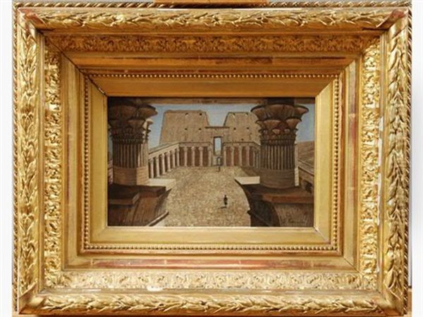 Le Temple D'horus A Edfou Oil Painting by Ernest ver Meulen