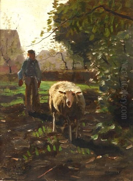 Sheep In Dappled Light Oil Painting by Francois Pieter ter Meulen