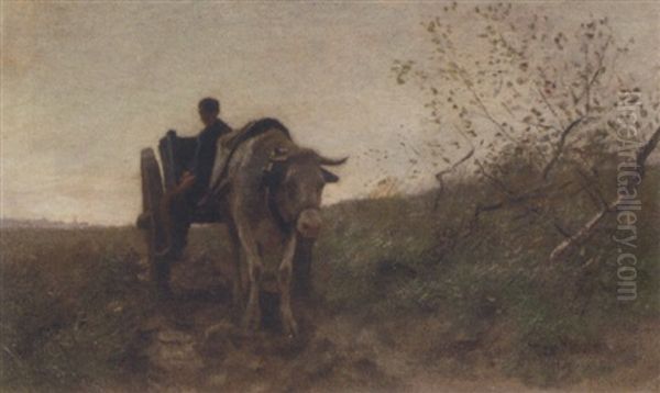 A Farmer On An Ox-cart by Francois Pieter ter Meulen