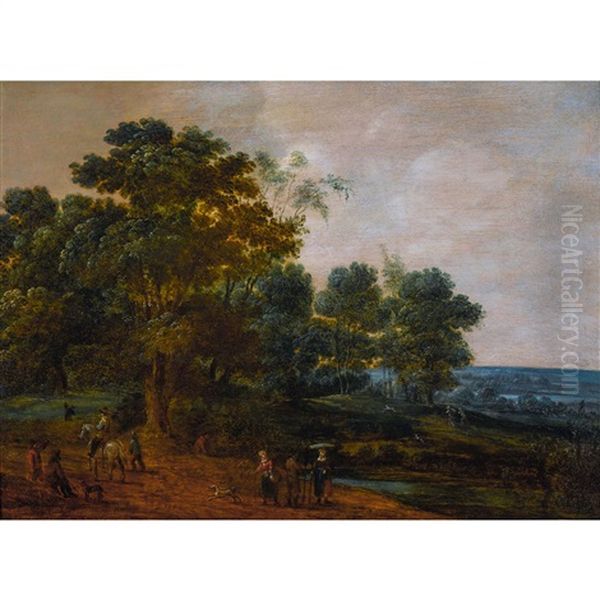 Waldlandschaft Mit Figurenstaffage Oil Painting by Pieter Meulener