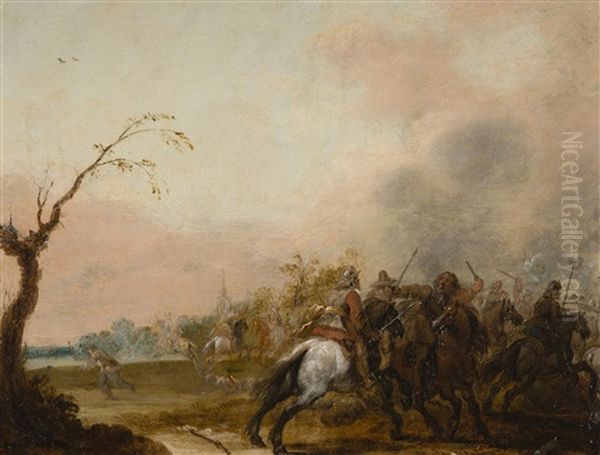 Battle Scene Oil Painting by Pieter Meulener