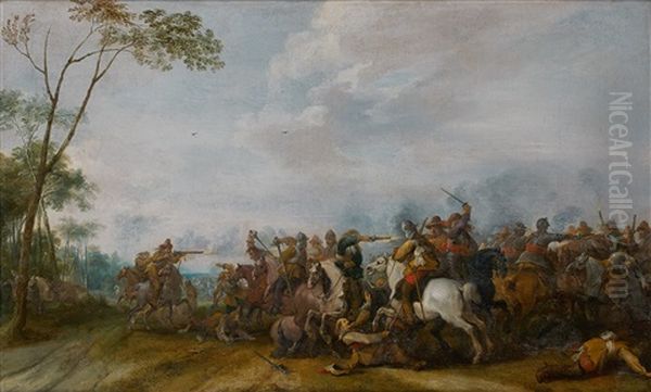 Choc De Cavalerie Oil Painting by Pieter Meulener