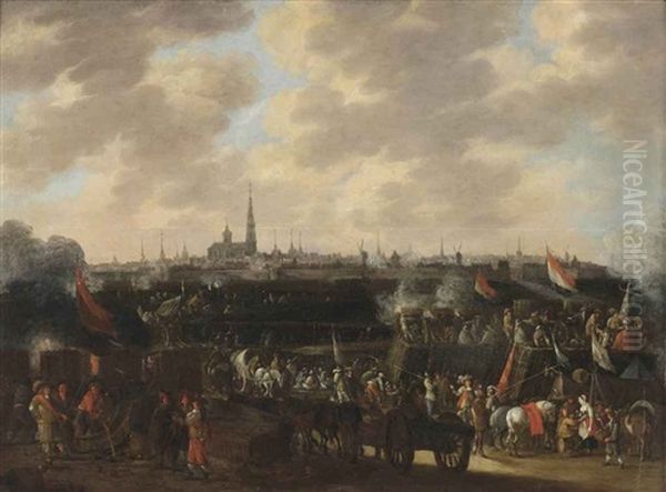 The Siege Of Antwerp Oil Painting by Pieter Meulener