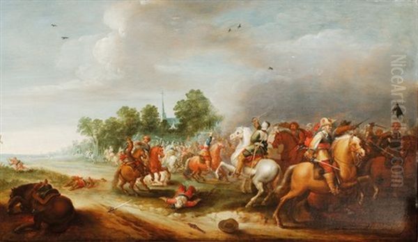 Choc De Cavalerie Oil Painting by Pieter Meulener