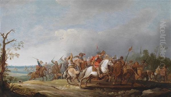 Ein Reitergefecht Zur Zeit Des Dreisigjahrigen Krieges Oil Painting by Pieter Meulener