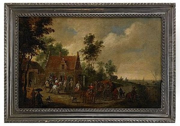 Rastande Sallskap Vid Vardshus Oil Painting by Pieter Meulener