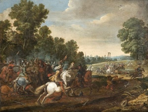 Choc De Cavalerie Oil Painting by Pieter Meulener