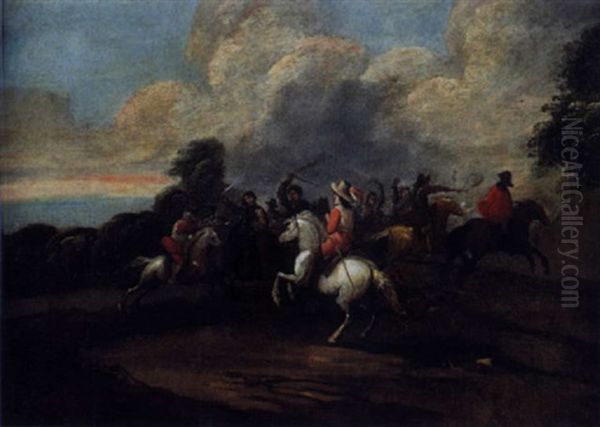 Choc De Cavalerie Oil Painting by Pieter Meulener