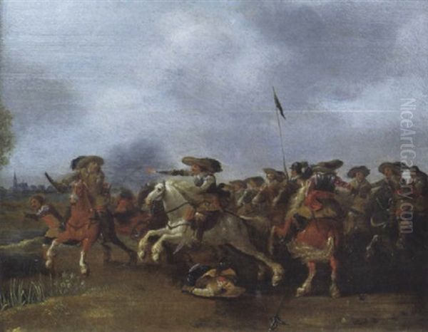 Choc De Cavalerie Oil Painting by Pieter Meulener