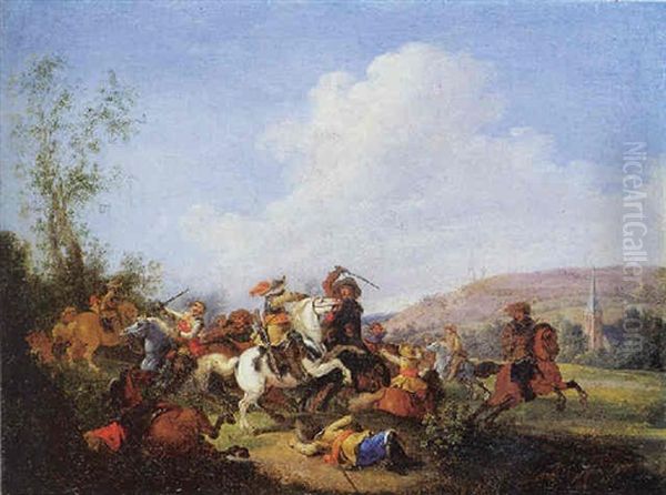 Choc De Cavalerie Oil Painting by Pieter Meulener