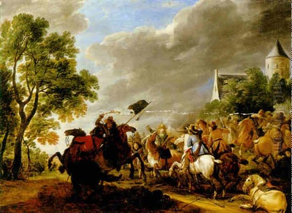 Bataljscen Oil Painting by Pieter Meulener