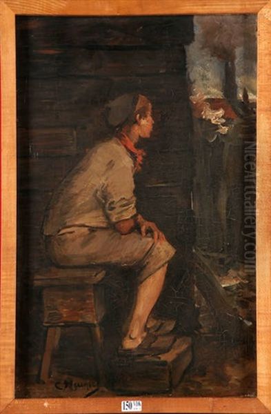 La Pose Du Jeune Ouvrier Oil Painting by Constantin Meunier