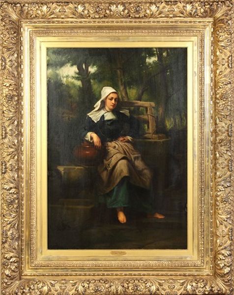 Lady At The Well Oil Painting by Constantin Meunier