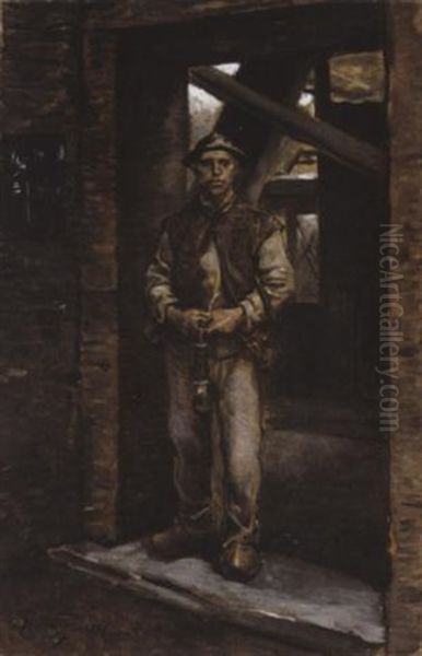 Mijnwerker Aan De Ingang Van De Mijn Oil Painting by Constantin Meunier