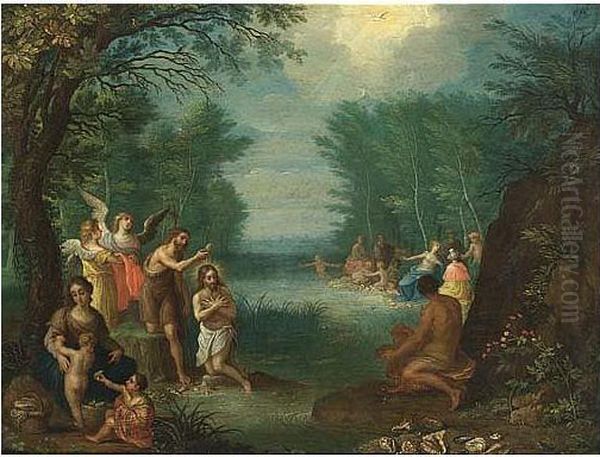 The Baptism Of Christ Oil Painting by Jacob Andries Beschey